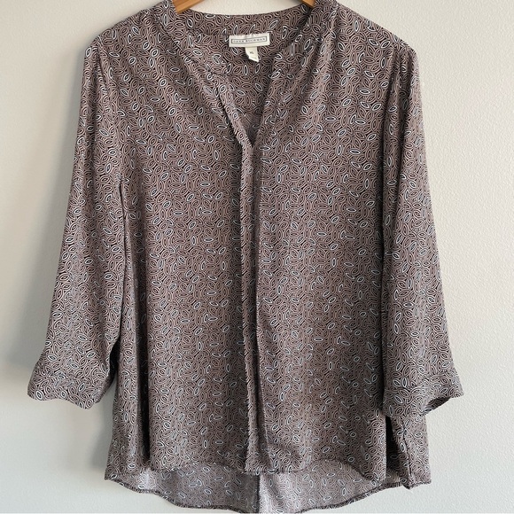 Dana Buchman Women's Patterned Blouse Size XL Brown & Black - Picture 1 of 12